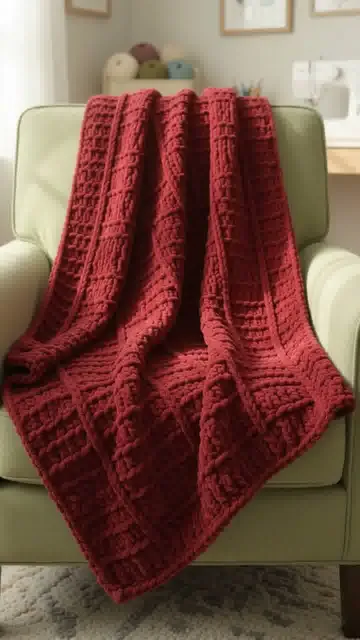 Bricks Crochet Blanket: Read the Texture and Check the Yarn Quantity — AI-generated design illustration