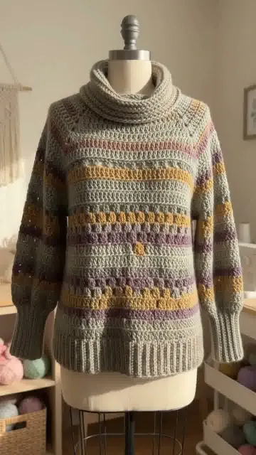 Crochet Swancho: Planning the Yoke, Sleeves and Optional Cowl — AI-generated design illustration