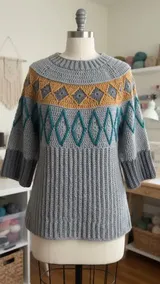 Diamond Days Swoncho: Organizing the Yoke and Vertical Ribbing — AI-generated design illustration