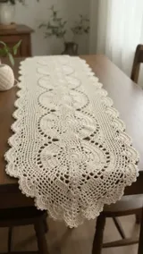 Ecru Lace Runner: Planning Medallions and Scalloped Edges — AI-generated design illustration