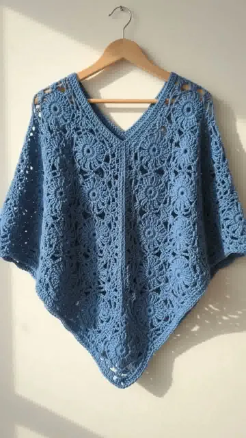 Granny Poncho: Planning Gayle Bunn’s Joined Motif Design — AI-generated design illustration