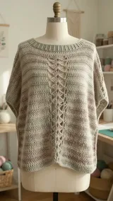 Lace Panel Poncho: Keeping the Center Panel and Side Edges Balanced — AI-generated design illustration