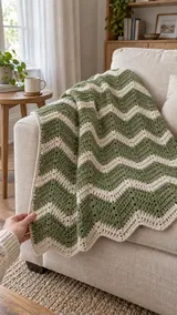 Moss and Stone Ripple Throw: Planning Stripes and Measuring Drape — AI-generated design illustration