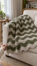 Moss and Stone Ripple Throw: Planning Stripes and Measuring Drape — AI-generated design illustration