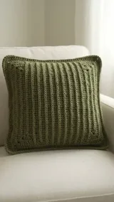 Olive Ribbed Cushion: Sampling Stretch and Straight Edges — AI-generated design illustration