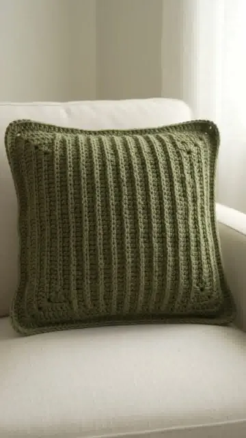 Olive Ribbed Cushion: Sampling Stretch and Straight Edges — AI-generated design illustration