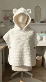 Polar Bear Poncho: Planning the Hood and Rounded Ears — AI-generated design illustration