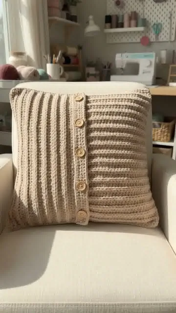 Ridged Birch Pillow: Plan the Button Openings and Ridge Direction — AI-generated design illustration