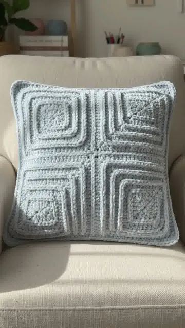 Swirling Textures Pillow: Reading the Raised Grid Design — AI-generated design illustration