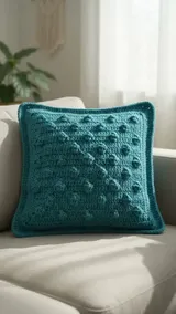 Teal Textured Cushion: Planning a Raised Diamond Repeat — AI-generated design illustration