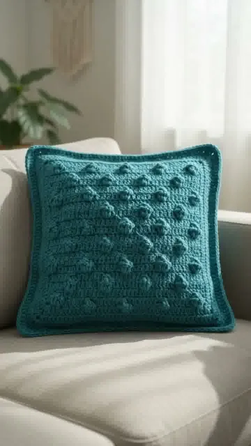 Teal Textured Cushion: Planning a Raised Diamond Repeat — AI-generated design illustration