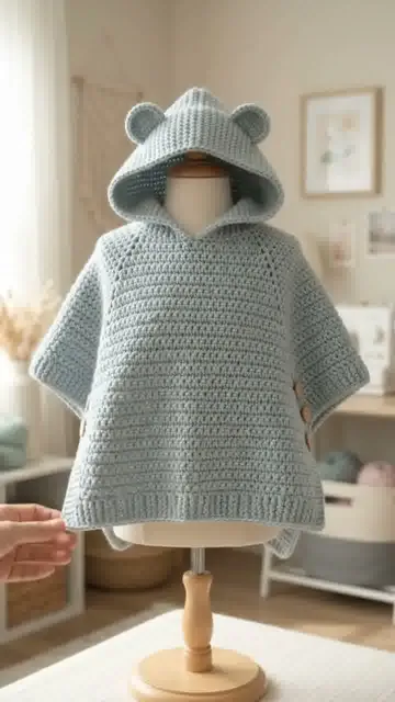 Teddy Bear Poncho: Planning the Hood, Ears and Side Openings — AI-generated design illustration