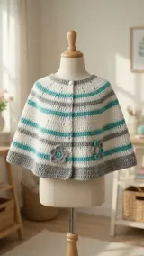 Toddler’s Perfect Poncho: Stripes, Fit and Flower Details — AI-generated design illustration