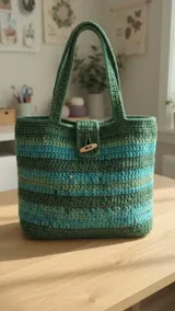 Trendy Tote: Coordinating Doubled Yarn and Shoulder Straps — AI-generated design illustration