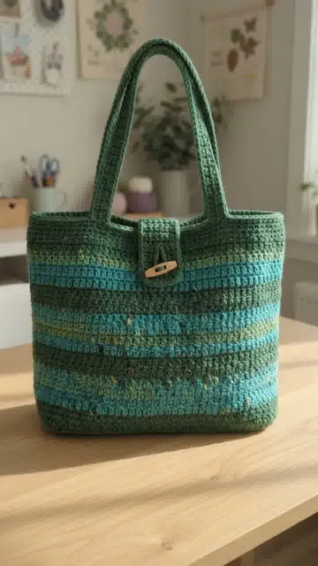Trendy Tote: Coordinating Doubled Yarn and Shoulder Straps — AI-generated design illustration